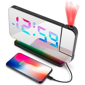 tEEZErshop Projektionswecker mit 10 RGB-Farbwechsel Nachtlicht