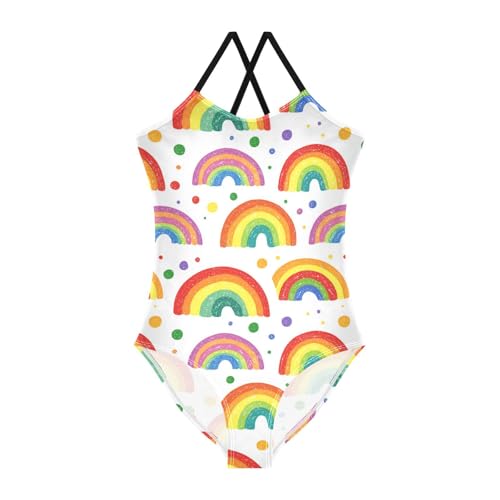 Rainbow Polka Dots Girls Swimsuit One Piece Bathing Suit for Baby Girls' Swimwear 3T