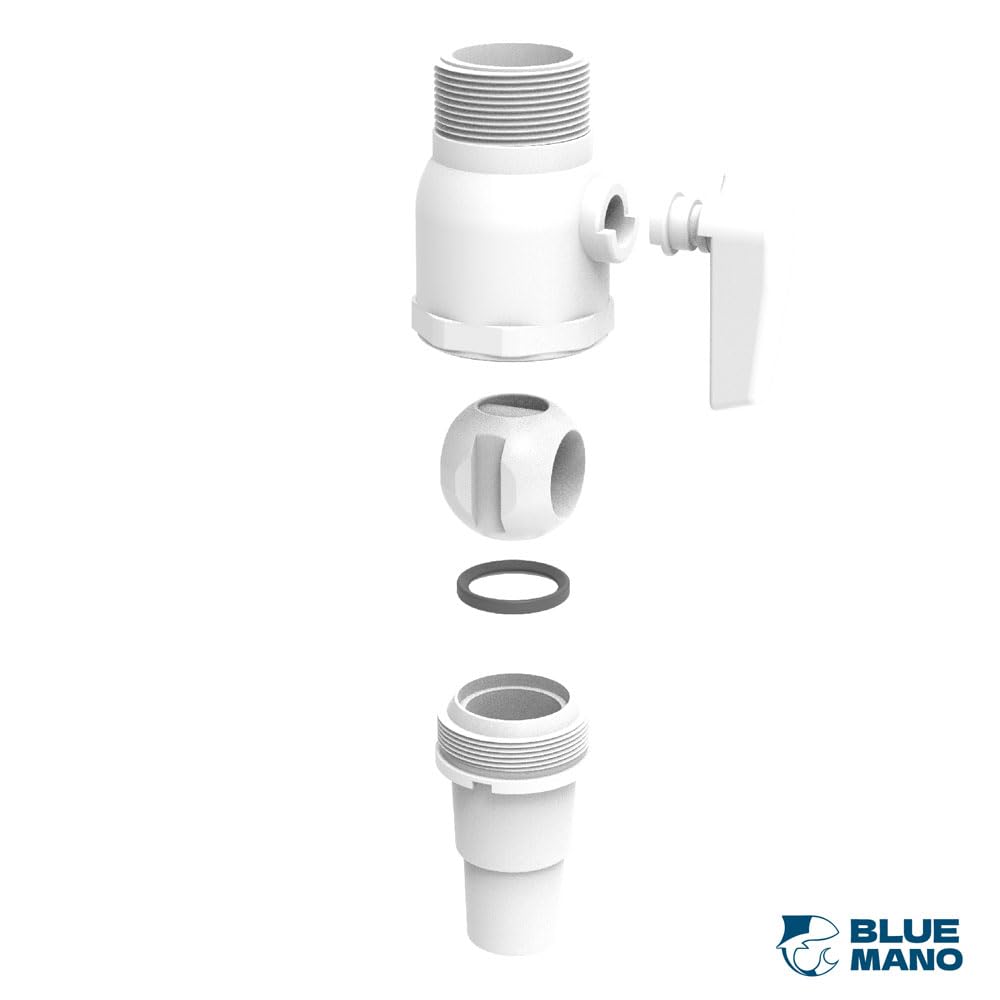 Blue Mano Ulepszony 2-drożny zawór kulowy, 3.8 cm MIP x 3.2 cm zawór odcinający basen MIP, bezpośredni zamiennik zaworu Hayward SP0729 i większości systemów filtrów basenowych naziemnych