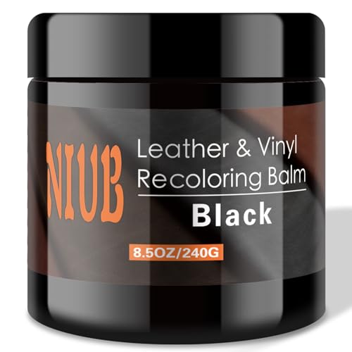 NIUB Leather Recoloring Balm, 8.5Oz Black Leather Color Restorer, Leather Scratch Remover, Leather Restorer for Couches,Furniture,Leather Shoes, Leather Couch Paint, Quick Dry Leather Balm