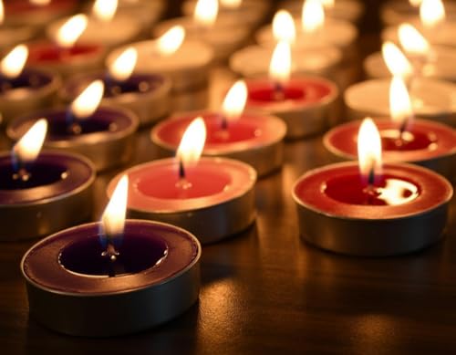 Image of 100 Pcs Paraffin Wax Candles Tea Light, 3 hr Burn time, No Residue Diwali Decoration,Smokeless, (100 PC Unscented) | Popo Toys