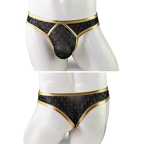 Evankin Mens Mesh Sexy Underwear Bling Leather G-Strings Transparent Thongs Pouch Underpants Breathable T-back4