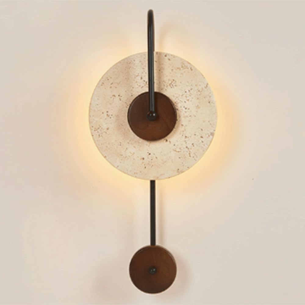 Wabi-Sabi Art Lighting Fixture,Yellow Travertine Nordic Modern Stone Wall Sconce Mounted Fixture Lamp Yellow Travertine Japanese Style Natural Stone Bedside Walls Light For Bedroom,Foyer,Stair SHUANGZ