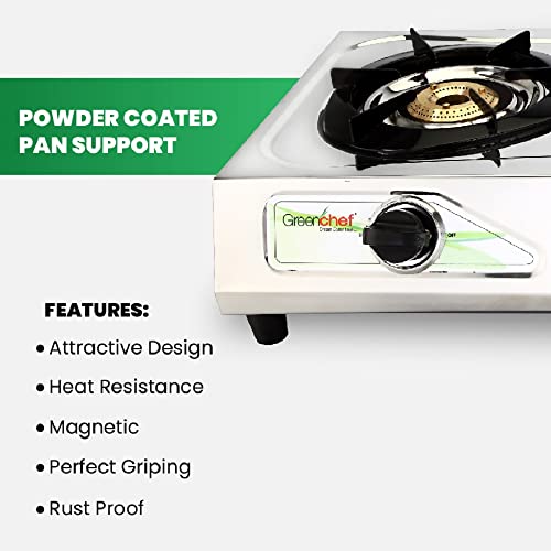 Image of Greenchef Ruby Stainless Steel Silver 2 Burner Gas Stove, Manual Ignition