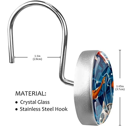 Crochets rideau de douche inox bleu poisson décoratifs x12