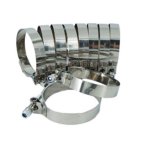 Rohrschellen 2 STÜCKE 304 Edelstahl T-Bolzen Turbo Silikon Schlauchklemme Silkonet Bolzenklemme T Schlauchleitung Klemme Rostfreier Stahl (Color : 67 75mm 2pcs) Cover