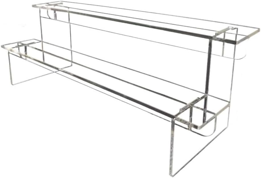 Acrylic Riser Display Stand, Clear Ladder Shelf Organizer for Figures, Collectibles, Nail Polish, Lipstick, Jewelry, Dolls, Tiered Countertop Cosmetic Holder(two floors)