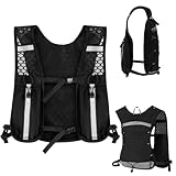 AOOSA Gilet Running Uomo Donna, Zaino da Corsa Funzionale e Regolabile, Leggero, Traspirante, con Inserti Riflettenti e Sistema di Idratazione per Sport All