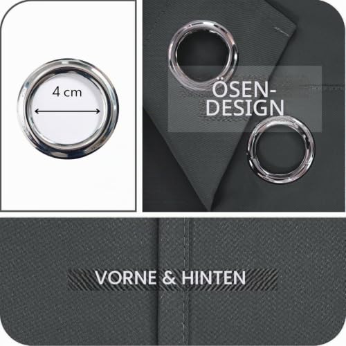 MRTREES Vorhang Verdunkelung Blickdicht Gardinen Wohnzimmer Lärmschutz Thermogardine Kälteschutz mit Ösen Schlafzimmer 225 cm Lang 140 cm… – Ansicht 4