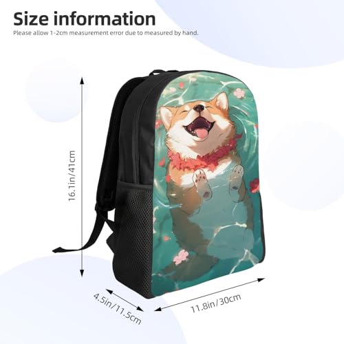Comfort Fit Unisex Shiba Water Flower Smile Backpack Durable for Daily Commute & Travel Adventures 16 Inch4