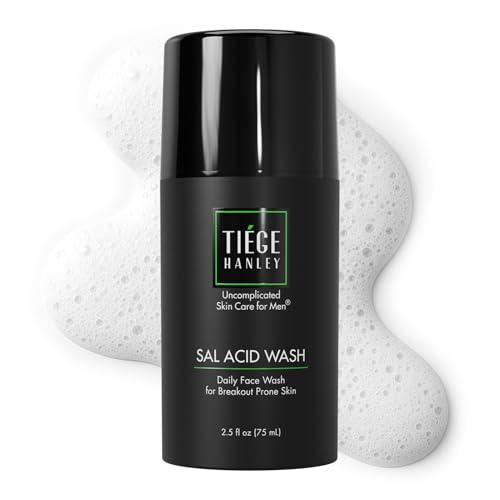 Tiege Hanley Salicylic Acid Cleanser for Men - Gentle & Deep Cleansing Face Wash for Clear Skin - Prevent Breakouts & Helps Control Oil Production, Minimizing Blackheads & Reduce Pore Size