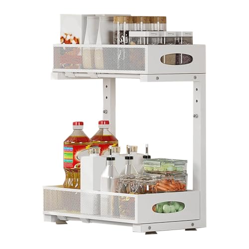 UnderSink nizer- Estante de almacenamiento ajustable de 2 niveles, solución versátil para cocina, despensa, armario, baño, estante de nización del hogar