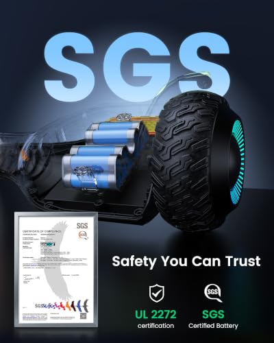 Image of Gyroor G13 Hoverboard with Seat Attachment 6.5 inch All-Terrain Go Kart | LED Lights, Bluetooth Speaker, UL2272 Certified, Adjustable Frame, 7.75 MPH Max Speed, Hoverboard for Kids and Adults