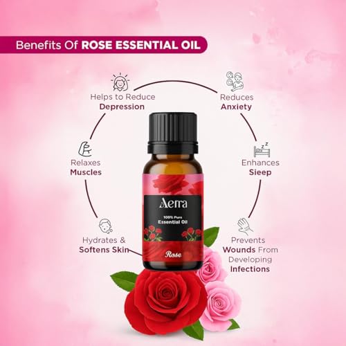 Image of Aerra Floral Duo - Rose & Jasmine Essential Oil Combo (2 x 15ml) - Pure Aroma Oils for Diffuser, Puja, DIY - Vegan