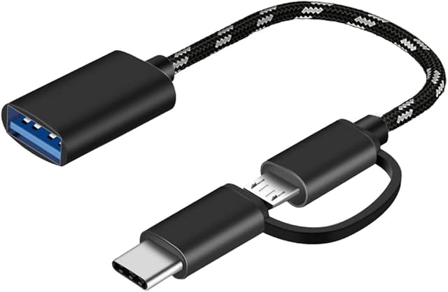 USB C / Micro USB to USB Adapter, Micro USB / USB C (Male) to USB (Female) Converter OTG Adapter Cable Compatible with MacBook, USB-C Phones, Tablets and More, Black