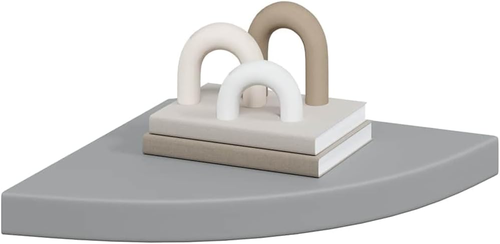 Floating Corner Shelf Grey Honeycomb MDF, 13.8 inch Wall Mounted Triangular Ledge for Bedroom, Living Room Decor, Modern Bathroom Shelves