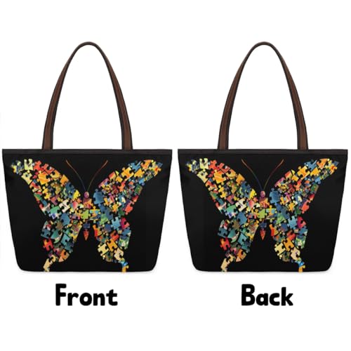 Large Tote Bag For Women Alphabet Chart Dinosaur Work Cloth Bags With Zipper Reusable Grocery3