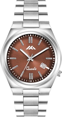 Image of PAPIO Men's Quartz Analogue Watch, Silver Stainless Steel Band, Round Dial with Date Display