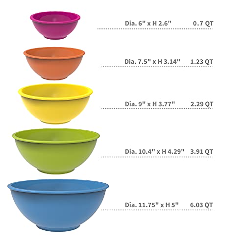 Zak Designs Conjunto de tigelas de mistura da Colorways, tigelas de encaixe para economizar espaço,