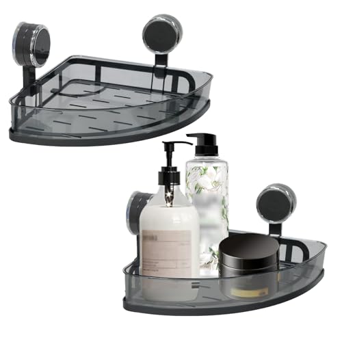 Shower Caddy 2 Pack,Bathroom Shelves,Powerful Suction Cup Corner Shower Shelf,Bathroom Organizers and Storage Baskets with Drainage Bottom,No Drilling Wall Bath Decor & Accessories,Soap Holder