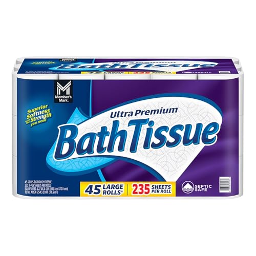 Ultra Premium Soft and Strong Bath Tissue, 2-Ply Large Roll Toilet Paper, 235 sheets, 45 rolls