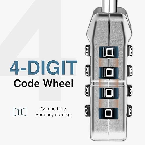 Image of 2-in-1 Padlock with Key & 4-Digit Combination | Heavy Duty Metal Security Lock with Resettable Code Wheel | Dual Unlock Lock for Gym Locker, Luggage, Storage & Travel (Silver)
