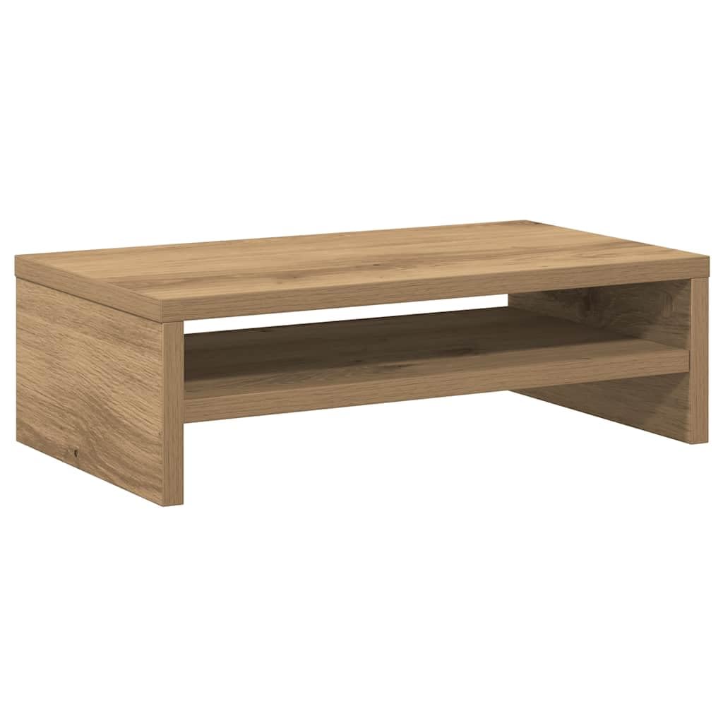 Supporto per Monitor in Truciolato Rovere Artigianale 42x24x13 cm | Rialzo da scrivania con ripiano per tastiera e accessori, ideale per organizzare lo studio o il soggiorno.