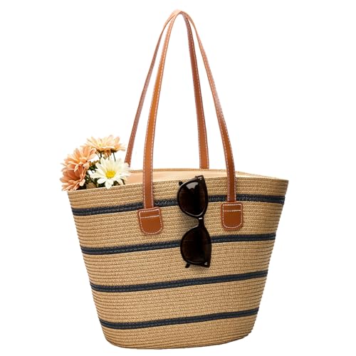 Bolso playero de paja para mujer grande tipo tote miniatura 1
