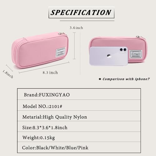 Image of FUXINGYAO Pencil Case, Multi- Slot Pencil Pouch, Portable Pencil Bag, Pen Case for& Office(pink)