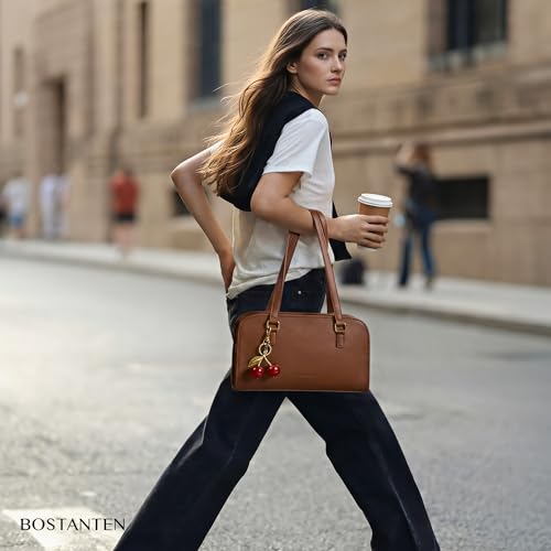 Image of BOSTANTEN Shoulder Bag with Cherry Charm Vegan Leather Purse for Women