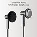 Hmusic Flat-Head Earphones, 14.2mm Dynamic Driver Wired Earplugs, HiFi Stereo Sound Classical Headphones with Mic and Volume Control for Music, Sports, Running