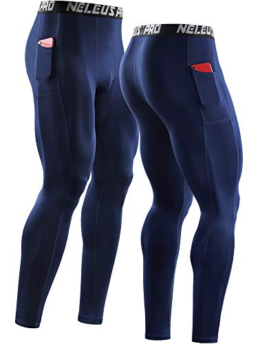 Neleus Men's 3 Pack Dry Fit Compression Pants Running Tights With Pocket,6069,Black/Grey/Navy,Us L,Eu Xl #TOP1