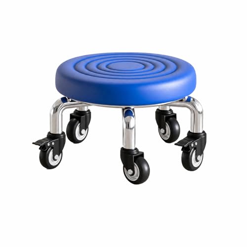 Xnverom Low Rolling Stool with Swivel Wheels 9-Inch Low Profile Utility Seat for Floor Cleaning Home Organization & Household Chores Compact & Durable for Kids Room Closet & Daily Use (Blue)