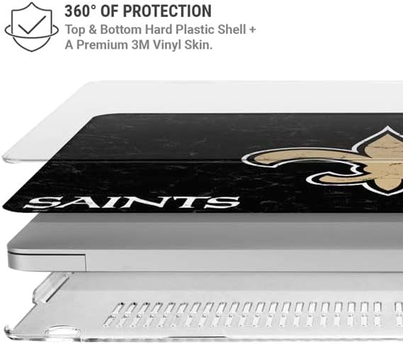 Skinit Laptop Case Plus Skin Compatible with MacBook Air 15in (2023) - Officially Licensed NFL New Orleans Saints Distressed Design