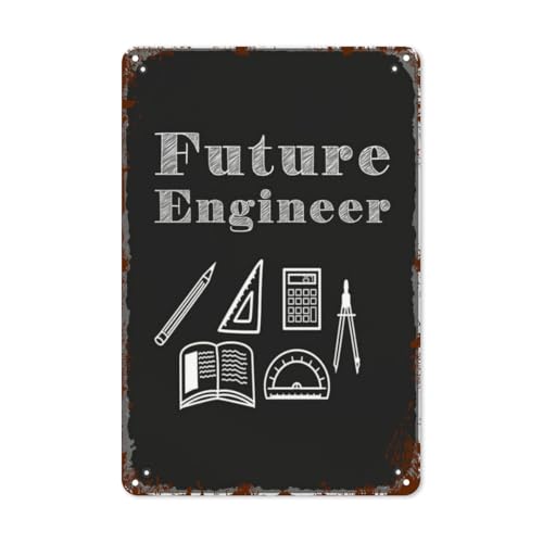 Patio Wall Decor Future Engineer Designer Construction Metal Signs Vintage
