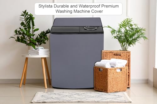 Image of Stylista Polyester Washing Machine Cover Compatible for Godrej 8 KG Semi-Automatic Top Loading WSEDGEULTS805.0DB2MCSGR, Grey