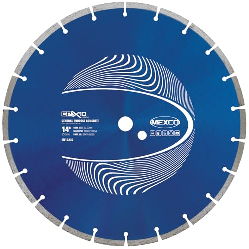 Mexco GPX10 General Purpose Concrete Diamond Blade, Cutting Disc for Non-Abrasive Building Materials - 350mm, 10mm Segment Height