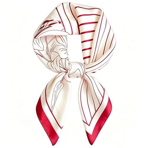Moketiere Head Scarf for Women - Hair Scarf Silk Feeling Bandanas 27.5 Square Scarves Printed Neck Satin