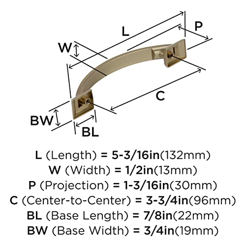 Image of Amerock | Cabinet Pull | Golden Champagne | 3-3 /4 inch (96 mm) Center to Center | Candler | 1 Pack | Drawer Pull | Drawer Handle | Cabinet Hardware