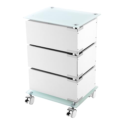 FERIDRAS 221005-B Carrello, 3 Cassetti Girevole, Acciaio, Bianco, 30x36.5x58.5 cm