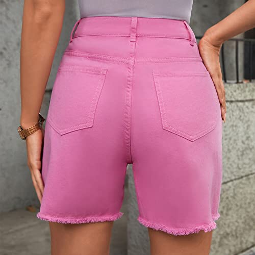Summer Jean Shorts For Women Stretch Comfy Denim Fray Hem Short Jeans Lightweight Workout Flowy Beach Shorts With Pockets #TOP1