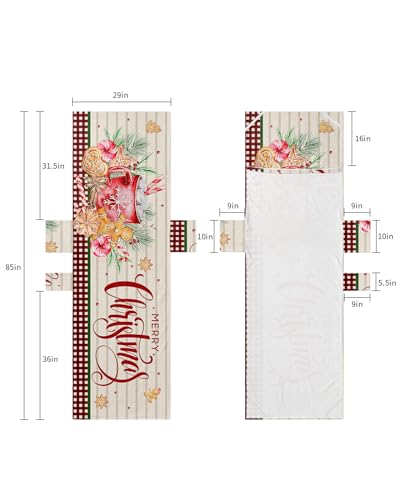 Christmas Beach Lounge Chair Towel Cover, Soft Chaise Lounge Towel with Side Pockets Patio Pool Chairs Cover for Beach/Pool Sunbathing 29x85 Red Plaid Xmas Berry Botanical Rustic