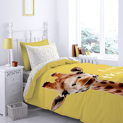 LIANHUAA 3D Tier Hirsch Giraffe Bettwäsche Trendy Bettbezug Bedding 135 X 200 Giraffen Bunt Safari Afrika Landschaft Wildtier Tiermotiv Kids Kinder Junge Mädchen (2,135X200cm) 5 Catherine Lansfield Giraffe Bettwäsche 135x200+80x80