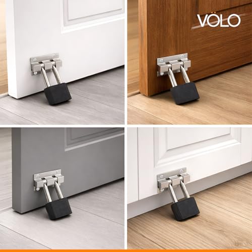 Image of VOLO Stainless Steel Door Stopper 3 Inch - Heavy Duty Wall Mounted Door Stop for Home and Office, Durable SS Door Stopper with Rubber Buffer (Pack of 1)