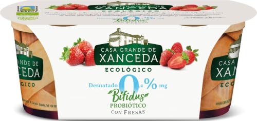 Bífidus ecológico desnatado con fresas de Casa Grande de Xanceda- 2x125g