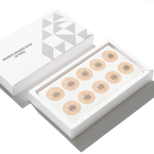 HuiPoLii Magnetic Nose Strips Refill Pack(30Pairs),Athletic Nasal Strips for Snoring & Sleeping,Oil & Sweat Proof High-Adhesive Patch-Circular.