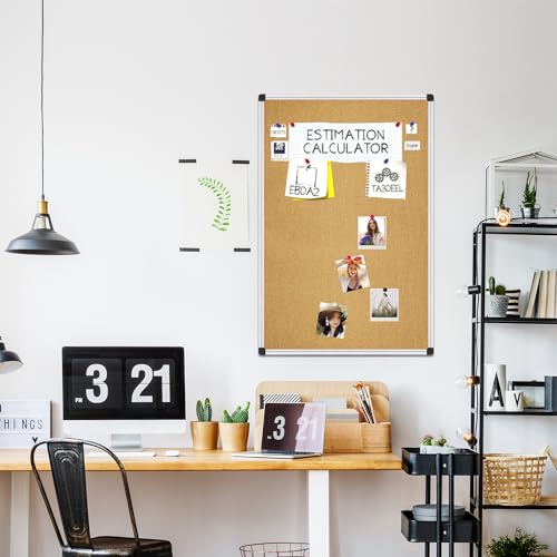 XBoard Cork Board 36 x 24, Notice Cork Bulletin Board, Corkboard with Aluminum Frame and Push Pins for Display - Thumbnail 5