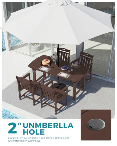 Image of Ciokea HDPE Outdoor Dining Set of 4, Patio Table and Chairs Sets, Brown