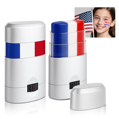 2PCS Red White and Blue Face Body Paint Sticks-...
