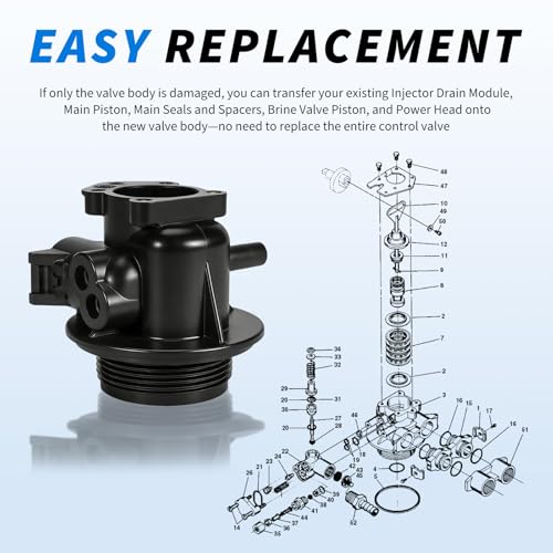 Cuerpo de Válvula Downflow 1 pulg Compatible Fleck 5600 miniatura 5